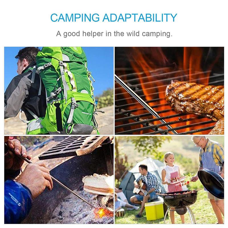 Stainless Steel Blow Fire Tube Outdoor Camping Mouth Blowpipe Retractable Two-end Fire Pipe Emergency Survival Tool