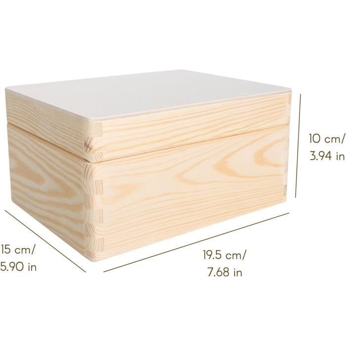 Boîte de rangement - CREATIVE DECO - 19,5 x 15 x 10 cm - Bois massif - Naturel - Personnalisable