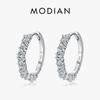 925 Sterling Silver Sparkling Rhombus Clear Zircon Ear Buckles Charm Fine Hoop Earrings For Women Wedding Jewelry