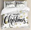 Christmas Duvet Cover Merry Christmas Lettering On An Abstract Modern Snowflake Dot Pattern Decorative Green for Children Women
