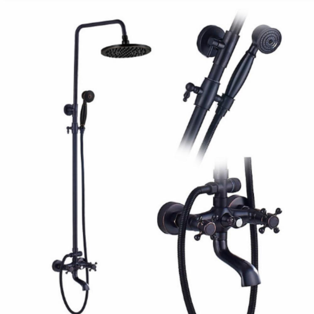 Антикварный Набор Смесителя для Душа с Тропическим Душем, Настенный, Двухрычажный, с Ручным Душем, Латунный Смеситель для Душа