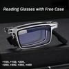 Retro Folding Reading Glasses for Men Women Metal Frame Anti-blue Light Eyeglasses with Free Case