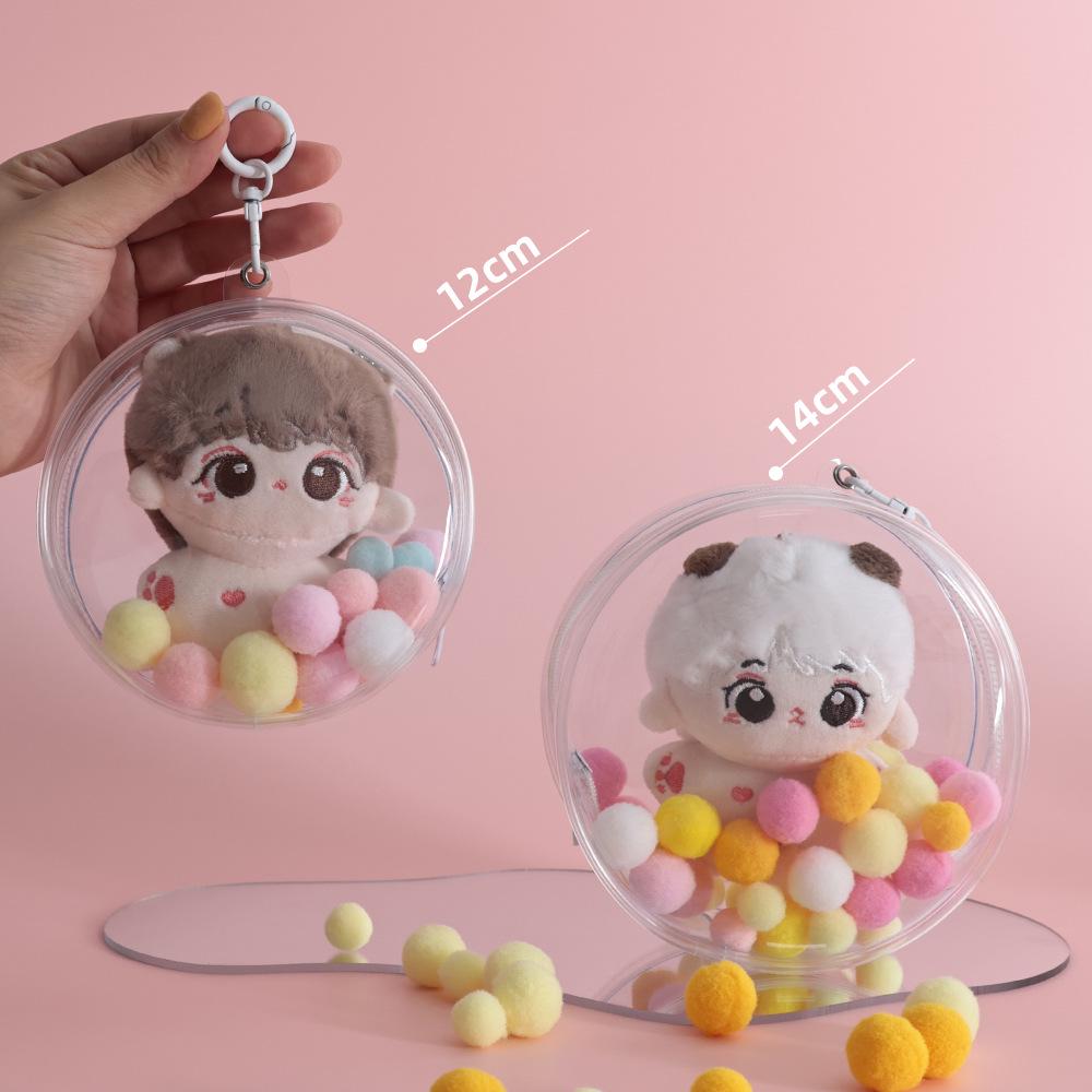 Transparent Plush Doll Storage Bag with Hanging Strap - Fits 10cm To 14cm Dolls