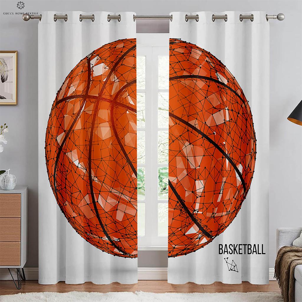 2 шт. Пламя Баскетбол 3D Печатные Шторы Машинная стирка Спальня Гостиная Кухня Клуб Декоративные Шторы