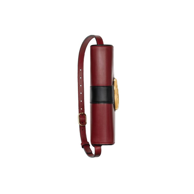 Gucci Arli Gold Logo Color Block Leather Shoulder Crossbody Bag Small Women bags Red Black 550129-0V1IG-6663