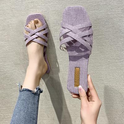 Сандалии с открытым носком, женские, простые тапочки, модные, сандалии с узкими ремешками, повседневные тапочки на плоской подошве, женские, лето 2024, новые женские шлепанцы