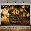 2D роскошная черно-золотая ткань для фона 40-го дня рождения с золотыми рукописными словами "С Днем Рождения"