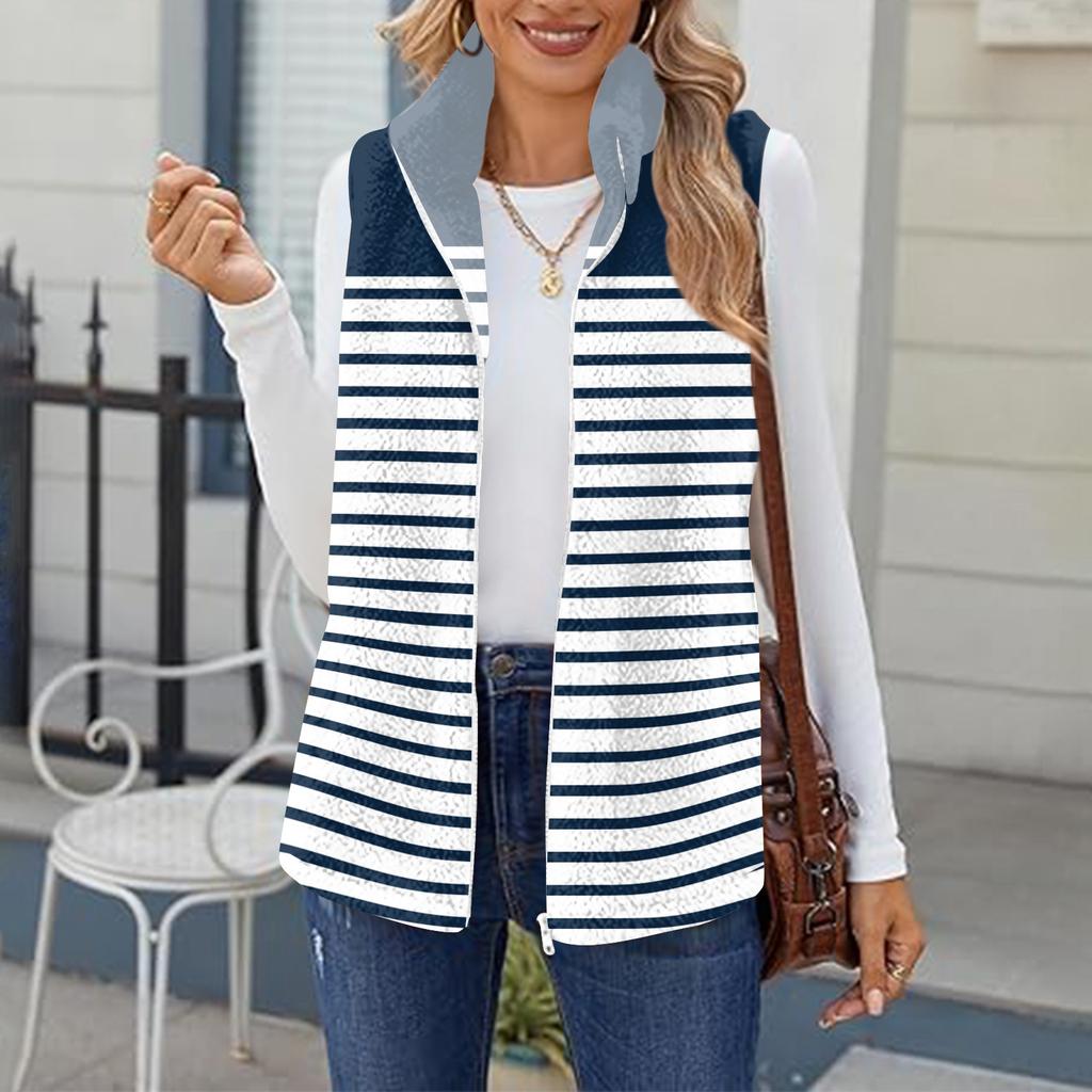 Women's Checked Print Fashionable And Warm Fleece Cardigan Vest Jacket
