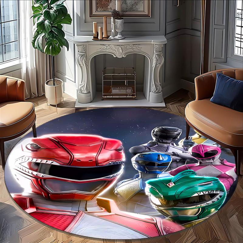 1pc Mighty Morphin Power Rangers2 Print Round Carpet Chair Round Carpet Suitable for Bedroom Living Room Home Decorative Carpet