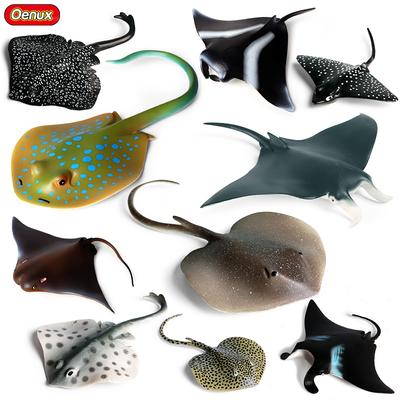 Oenux 10 шт. Животные морской жизни Скат Морской дьявол Манта Модель Фигурки Фигурки Океан Морской Аквариум Образование Детская игрушка Подарок