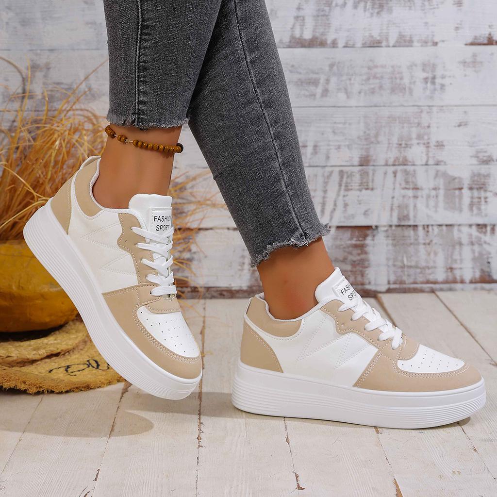 Модные Женские Кроссовки 2025 Повседневные Низкие Кроссовки из Искусственной Кожи Женские Корейская Версия Обувь Толстая Подошва Увеличивающие Рост Спортивная Обувь Женская