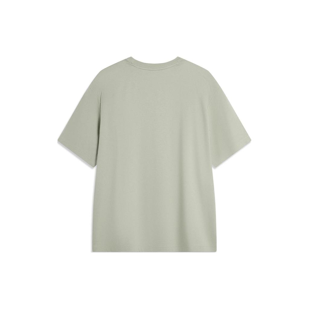 Li-Ning Soft Comfortable Loose Versatile Round Neck Pullover Short Sleeve T-Shirt Unisex Tops Dry-Grass-Gray AHSU743-12