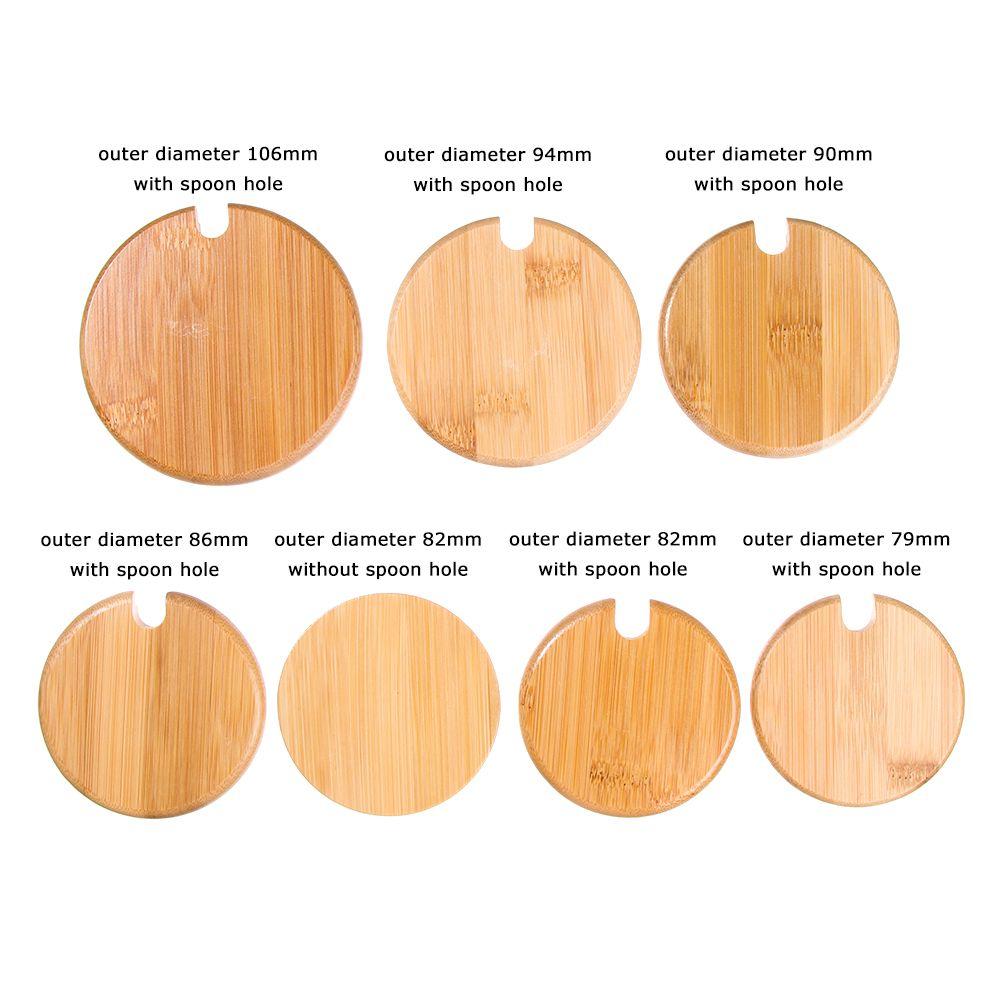 Wood Wide Mouth Can Mason Jar Cap Mug Cover Wooden Lids Lid With Spoon Hole Seasoning Bottle Caps