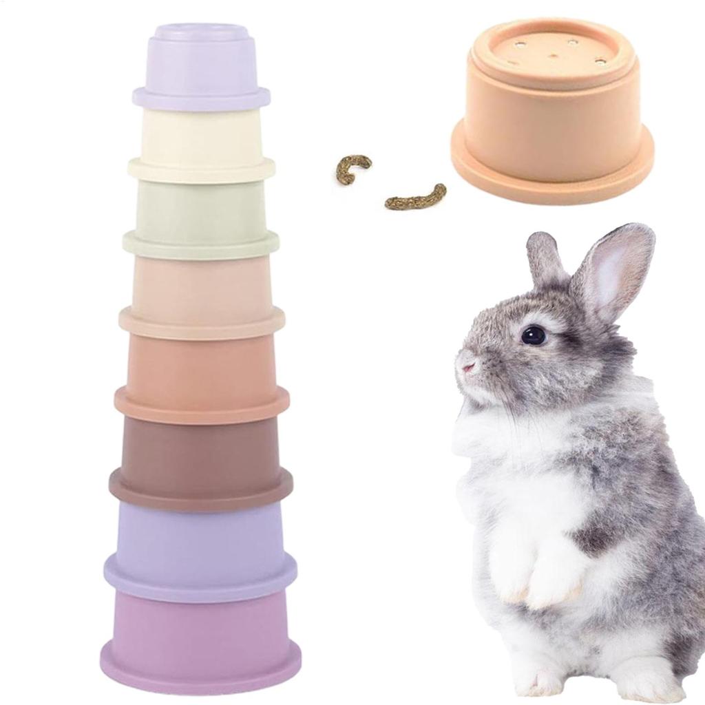 Bunny Treat Stacking Cups colored Bunny Toys in Different Sizes Bunny Food Storage Stacking Cups with Holes Nesting Treat Toy