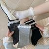 Female Spring and Autumn Cartoon Cute Hot Drill Kitten Sweet Lace Lace Boneless Tube Stack Socks