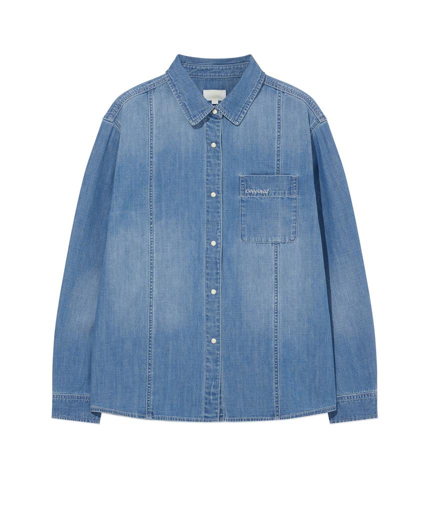 COVERNAT WOMAN Pocket Denim Shirt Blue
