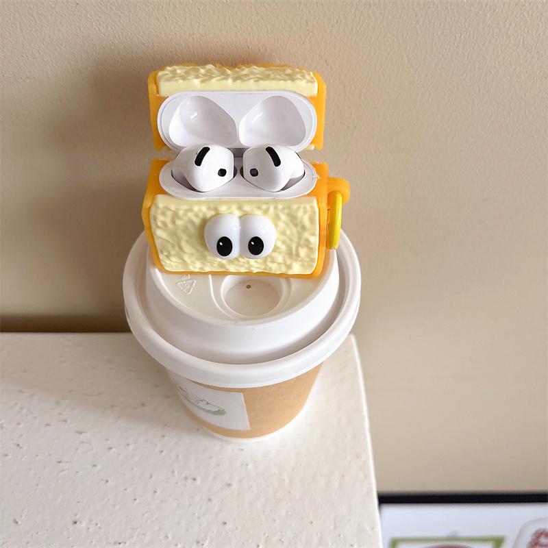 3D Чехол для беспроводных наушников в виде хлеба с глазками для AirPods Pro 2, зарядный чехол для AirPods 4 2024, силиконовые аксессуары для наушников