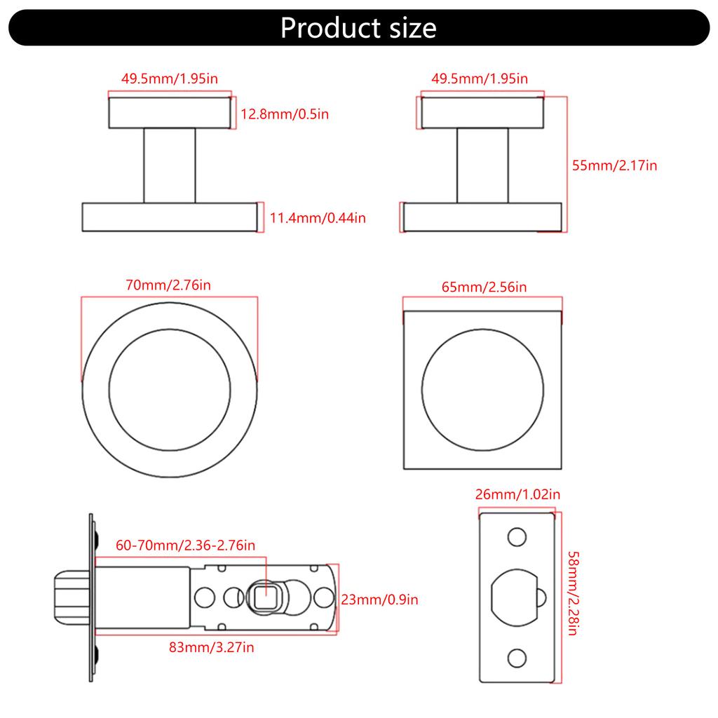 Round Shaped Nonlocking Doorknob Zinc Alloy Door Knobs Knobset Metal Handle Knob NonLocking Interior Door Handles