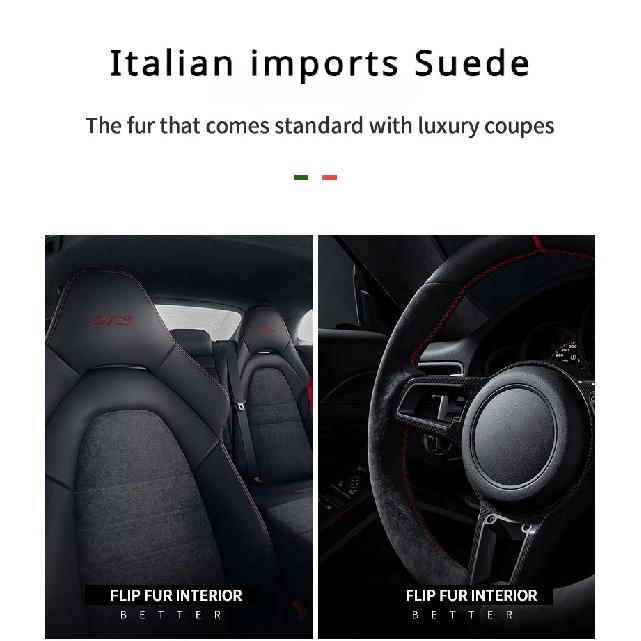 Steering Wheel Cover Sticker for Tesla Model 3 Model Y 2023 Car Panel Trim Frame Made of Italy Super Suede Leather Car Accessory