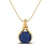 Blue Sapphire Solitaire Pendant - 925 Sterling Silver