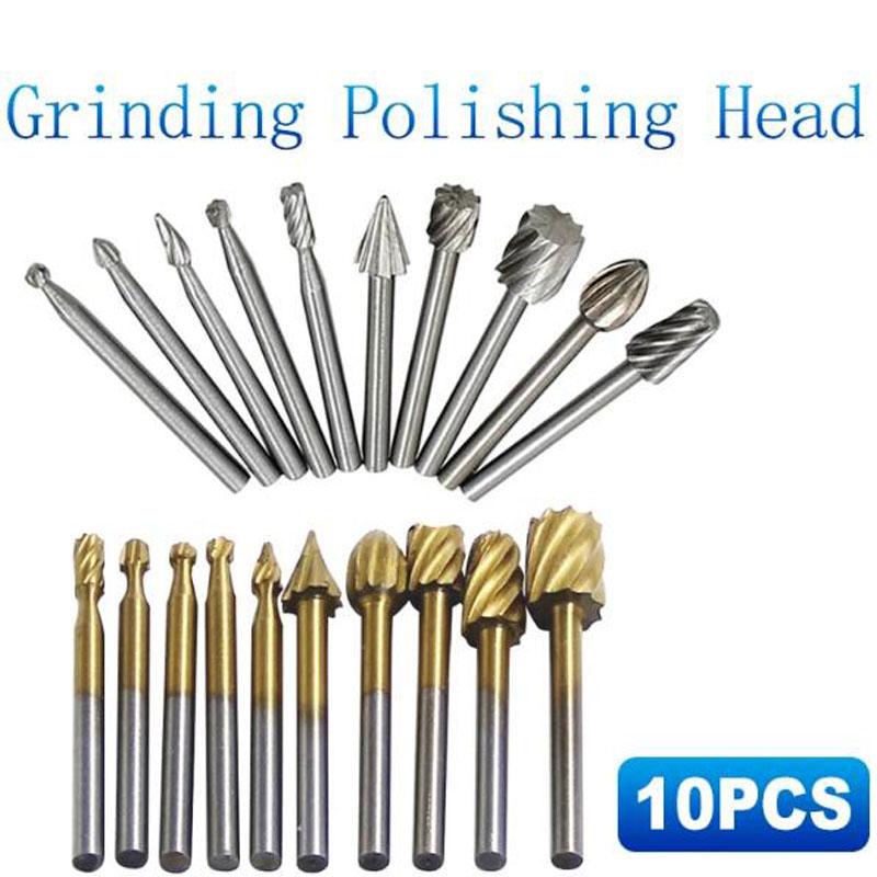 Набор из 10 шт. фрез HSS для роторной дрели, инструменты для заусенцев, резка дерева, DIY фрезерование, резьба, электрическая шлифовальная головка, гравировальный инструмент