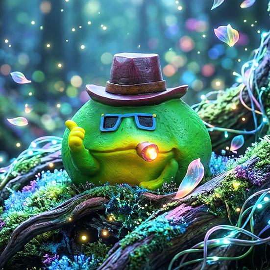 Frog Figurine Funny Smoke Frog Solar Garden Light Resin Waterproof Collectible Animal Ornaments for Patio Balcony Yard Garden