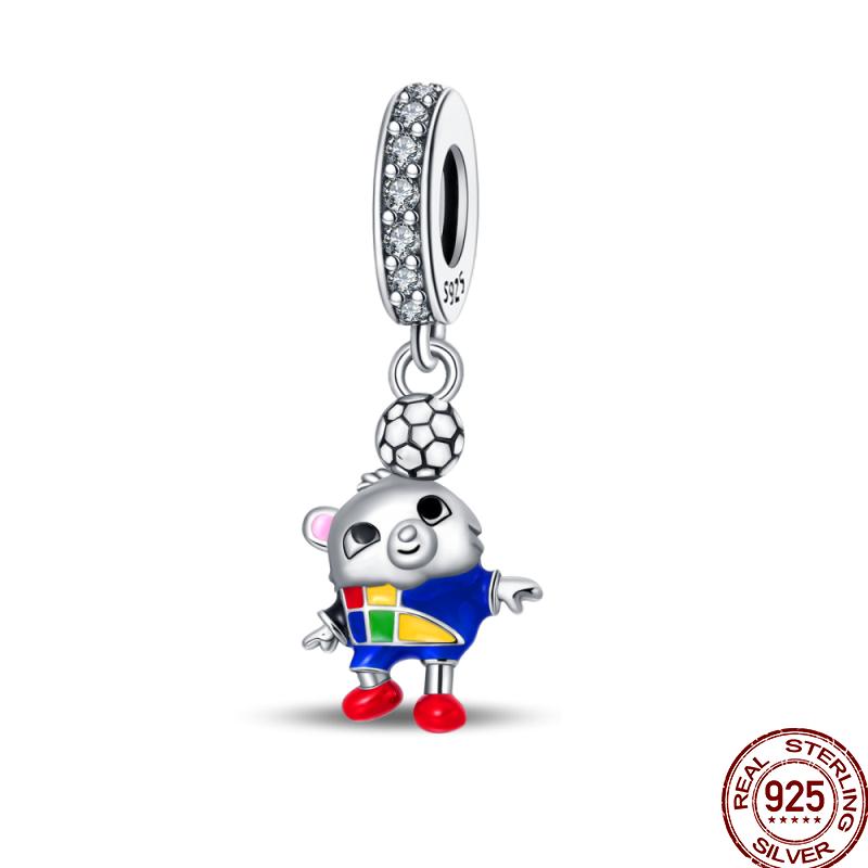 American Sports Series Copper Badminton Baseball Football Pendant Beads Suitable For 3Mm Original Bracelet Diy