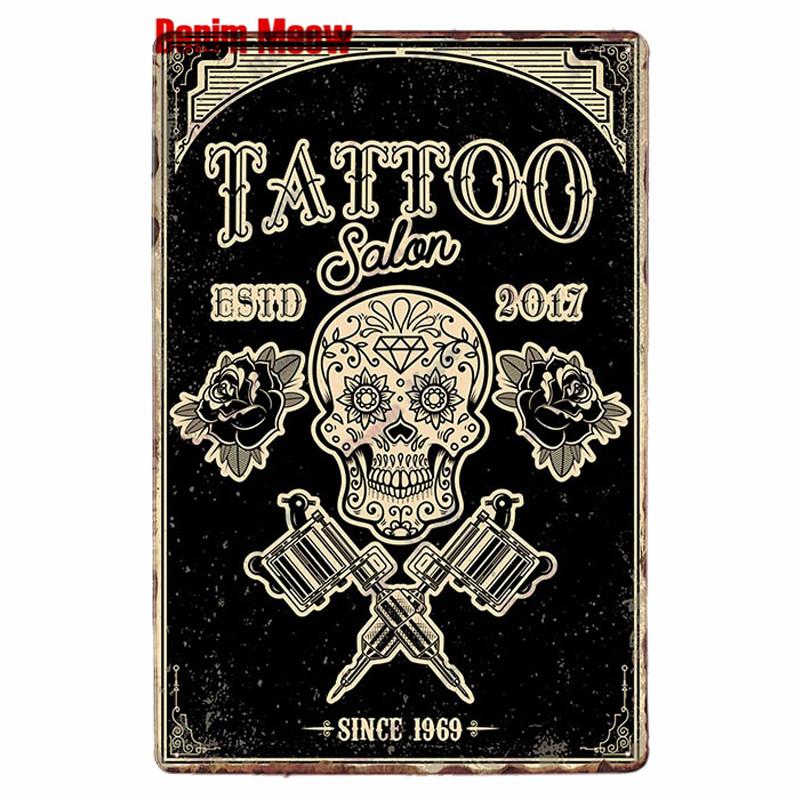 Классическая металлическая жестяная вывеска для студии татуировки, винтажная настенная художественная роспись, антикварный декор комнаты для салона татуировки, декор для дома в салоне, WY86