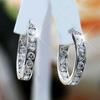 925 Sterling Silver Romantic Zircon Crystal Circle Piercing Hoop Earrings For Women Classic Fashion Wedding Party Jewelry