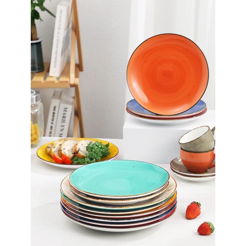 Ceramic Dinner Plates Set of 6, 10.4 Inch Porcelain Plates for Salad, Dessert, Appetizer, Pasta, Kitchen Serving Dishes