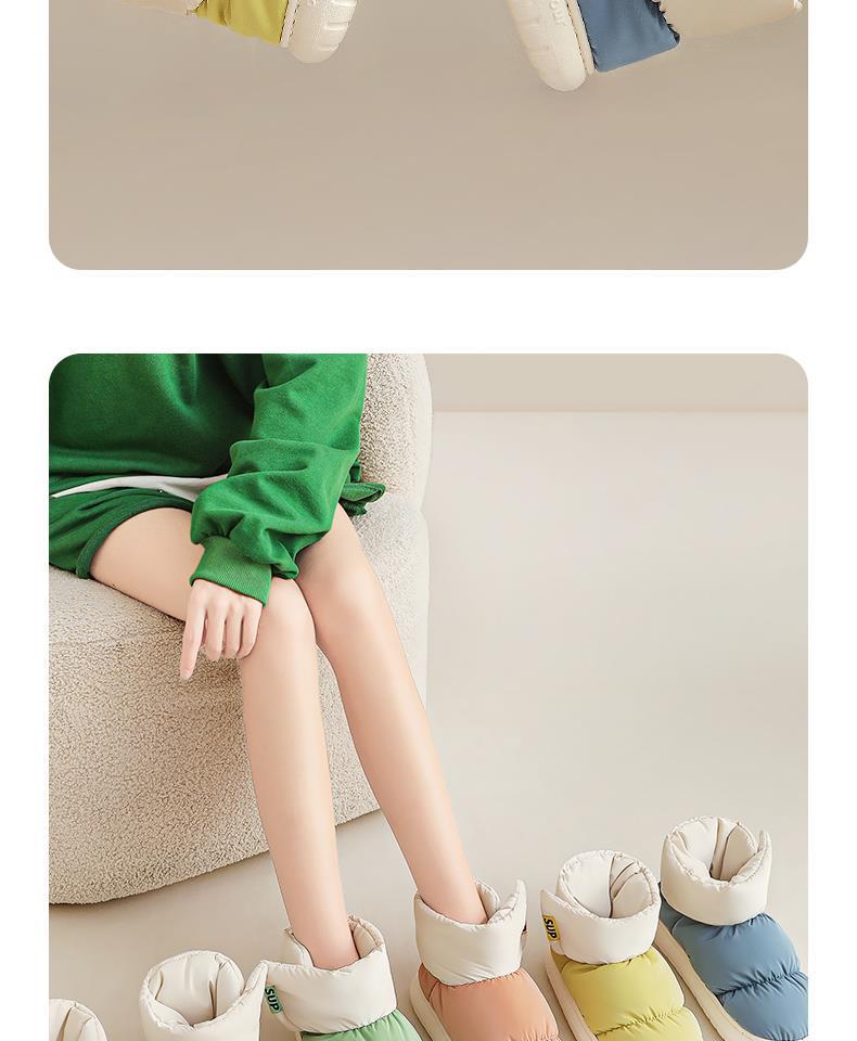 Женские зимние нескользящие хлопковые тапочки 2024 года на каблуках - очень теплые зимние ботинки с бархатной подкладкой для мужчин