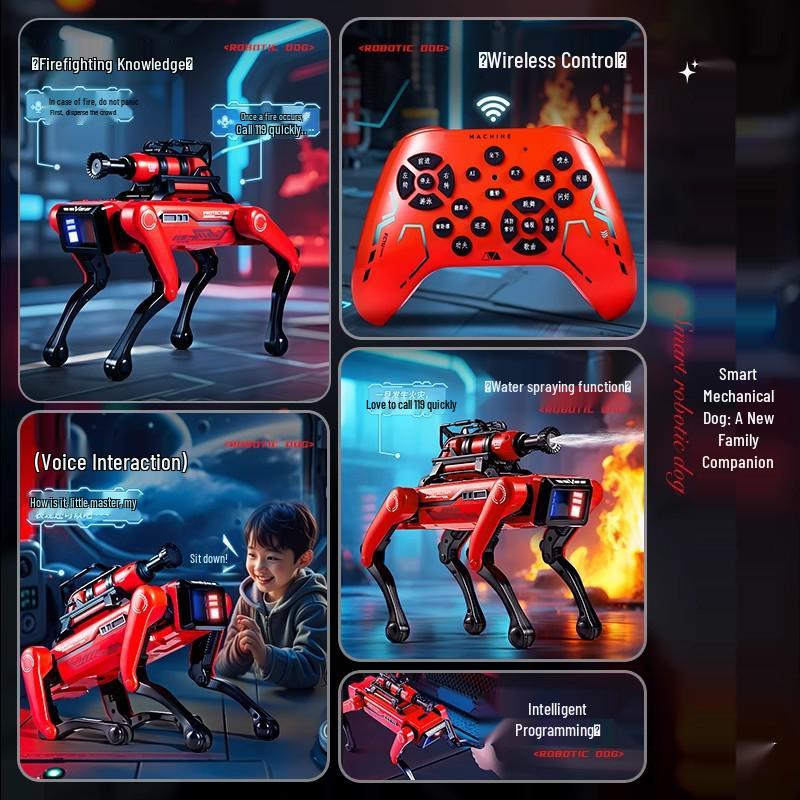 Умный робот-собака: Интерактивная обучающая игрушка для науки и программирования с симуляцией городского пожарного