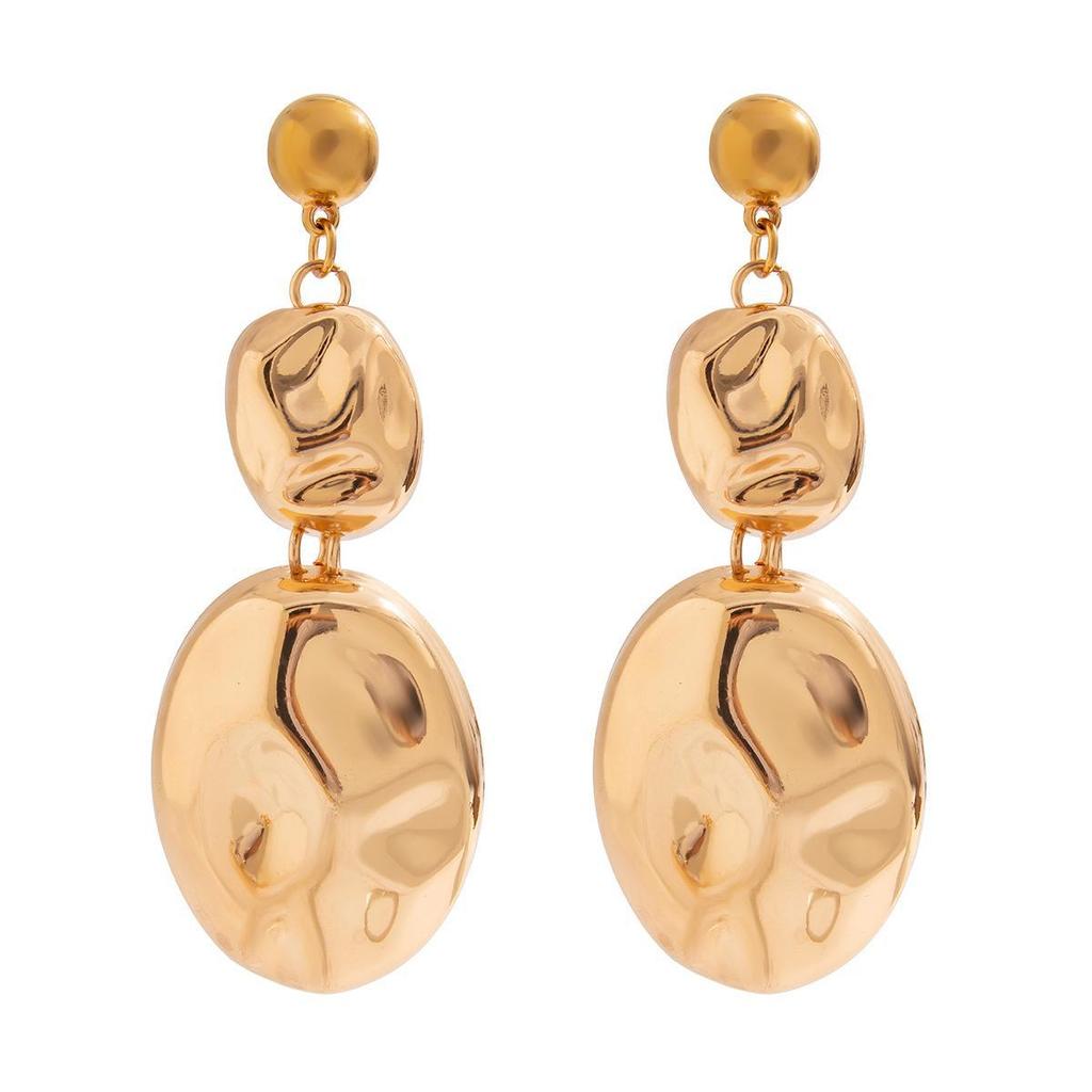 Stylish Irregular Metallic Necklace Set: European & American Shiny Pleated Design AVE