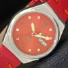 USED JAPAN CITIZEN AUTOMATIC 8200 MENS DAY&DATE RED COLOR DIAL WATCH A432810-2 R113-a432810