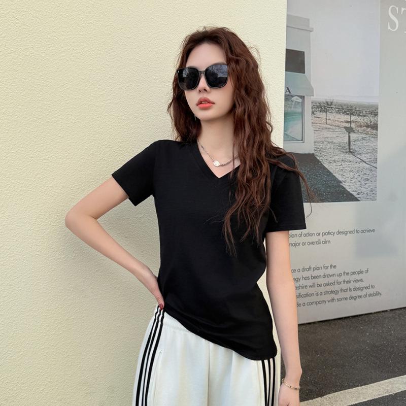 Summer Big V-neck Thin Short-sleeved Women's Loose Casual Versatile and Thin Top T-shirt Sunscreen Breathable Clothes