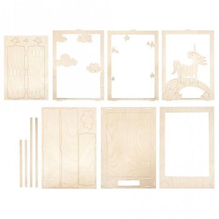 3D Wooden Frame - Rayher - Unicorn - 20x30x6.5 Cm - Creative Kit To Assemble - Mixed Children