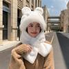 3 In 1 Scarf  Hat Glove Sets Cute Bear Ears Beanies Warm Plush Lining One-Piece Hat Scarf Sets Winter Windproof Neck Warmer Ear Protection Caps