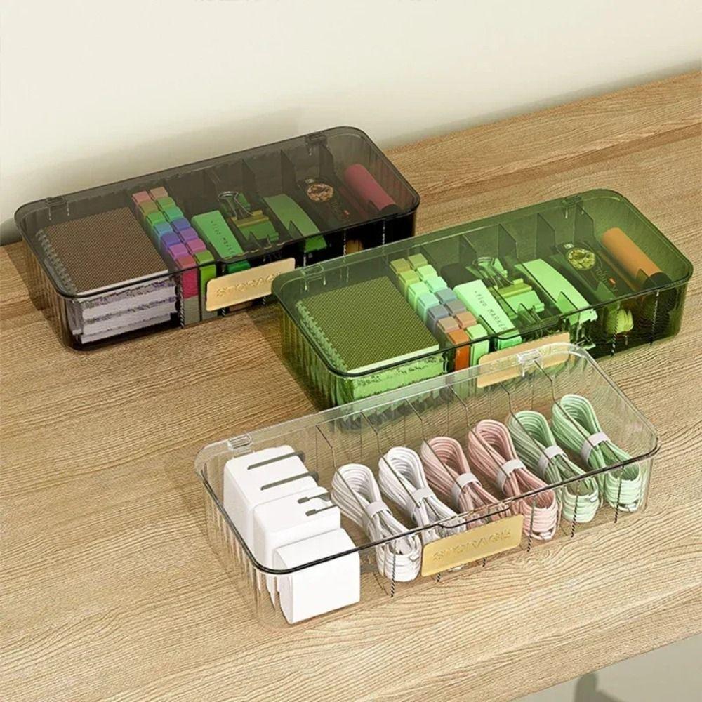 Plastic Cable Storage Box with Lid Charger Organizer New Data Line Box Desktop Management