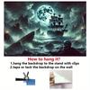 One background cloth, a dark ocean skeleton pirate ship background cloth, made of polyester fiber wall hanging fabric.zy
