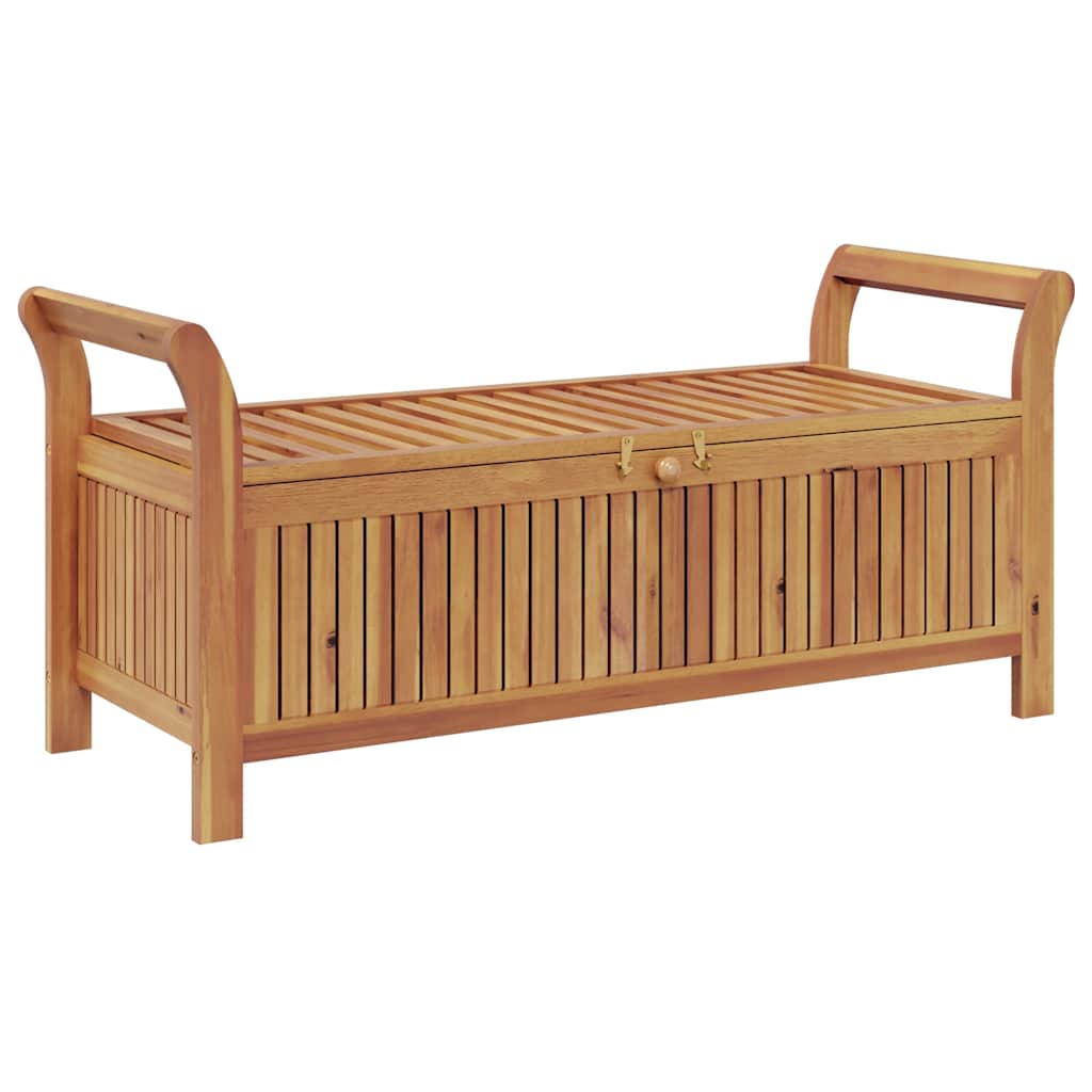 Vidaxl Ogrodowa Ławka Ze Schowkiem I Poduszką, 126 Cm, Drewno Akacjowe