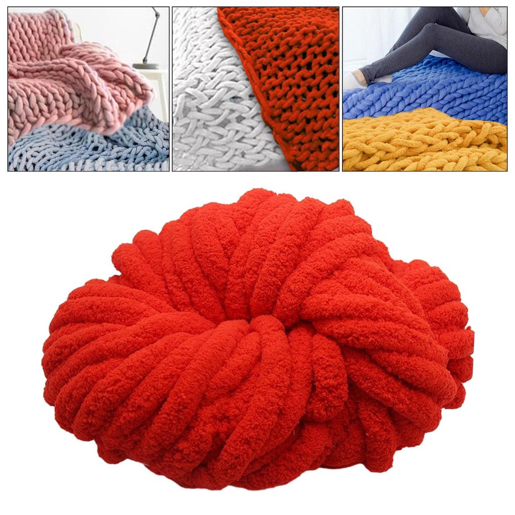 Chunky Chenille Yarn Thick Yarn Jumbo Gauge 7 Plush Yarn Acrylic Bulky Yarn for Bed Hand Knitting Crochet Throw Cushion