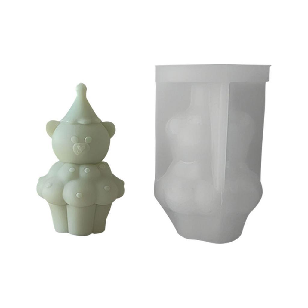 Милая форма для мыла и свечей в виде медвежонка из силикона для дней рождения, юбилеев, мультяшный медведь, форма для ароматических свечей, Рождество