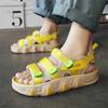 Женские двухцветные сандалии на толстом каблуке для лета, шлепанцы, зеленые шлепанцы, обувь, кроссовки, предложение для спорта, тренажерного зала, от 4 до 12 лет