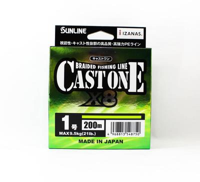Sunline Плетеный шнур P.E X8 Cast One HG 200M P.E 1 16lb Светло-зеленый (8750)