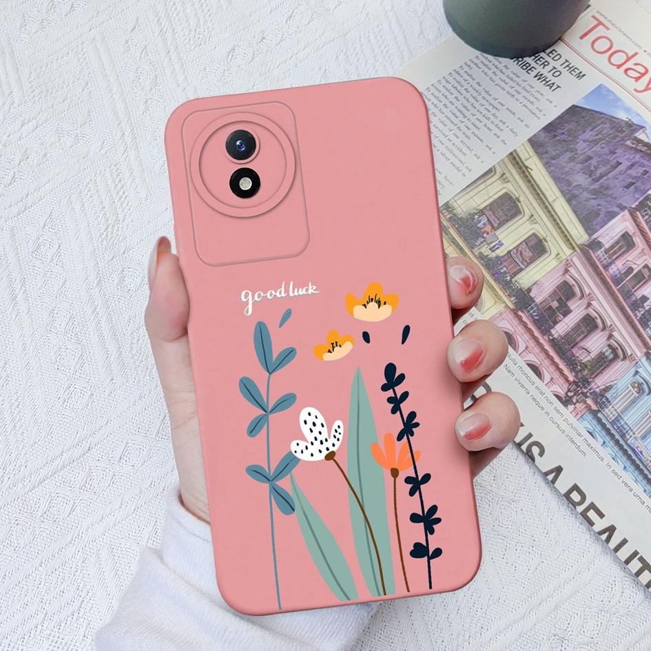 Чехол для Vivo Y02 Y02S Y91C Y11 Y12 Y70 Y72 Y73 Y20 Y51 Y16 Модный защитный цветок авокадо Жидкий силиконовый бампер для чехлов для телефонов Vivo Coque Fundas