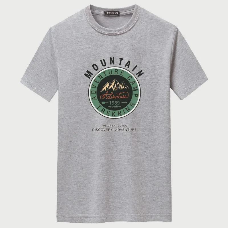 Мужская модная летняя футболка свободного кроя с принтом «Горы»