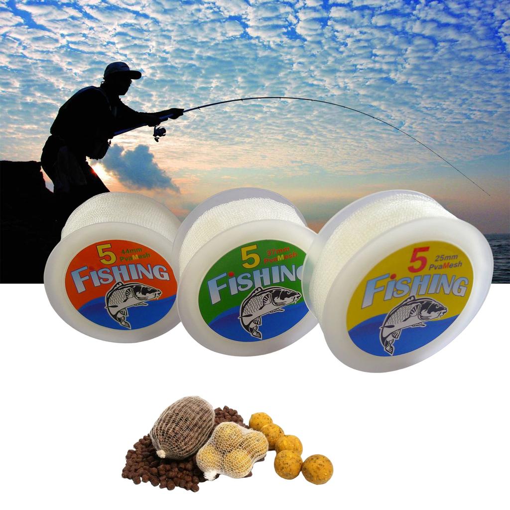 25/37/44mm Refill Carp Fishing Stocking Rig Baits Bag Soluble Fishing Mesh 5m PVA Mesh Dissolving Rig Baits Wrap Bags