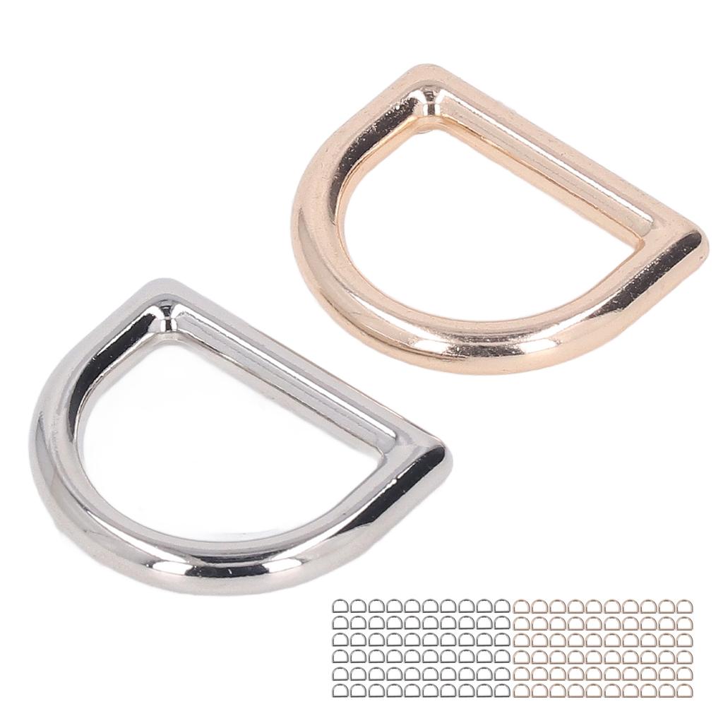120 шт. металлических D-образных колец, прочные несущие нагрузку гладкие поверхности, пряжка в форме буквы D из цинкового сплава золота и серебра