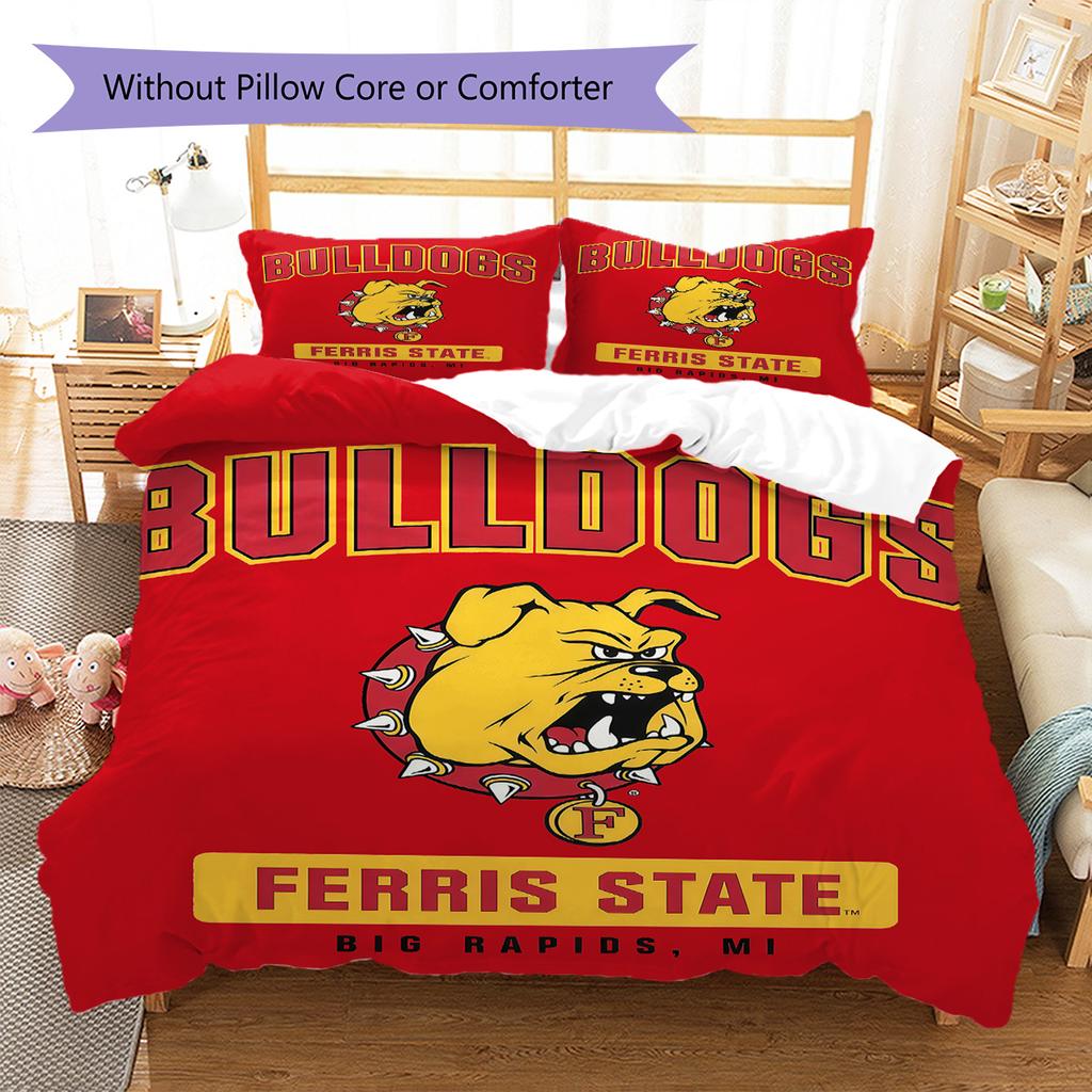 Ferris State Bulldogs Pattern Bedding Set Quilt Cover Pillowcase Home Decor Gift (1 * duvet cover + 2 * pillowcase, without core)