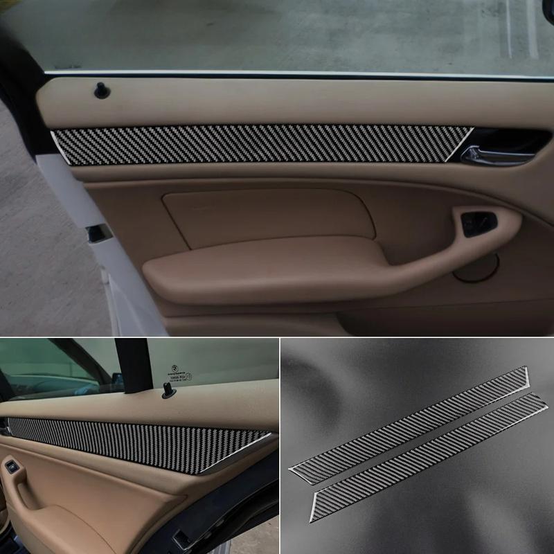 For BMW E46 3 Series 1998-2006 - 4PCS Door Handle Surround Panel Trim, Carbon Fiber Durable Interior Decor